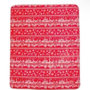 FREE!! Red & White Snowflake Patterned fleece Sherpa blanket